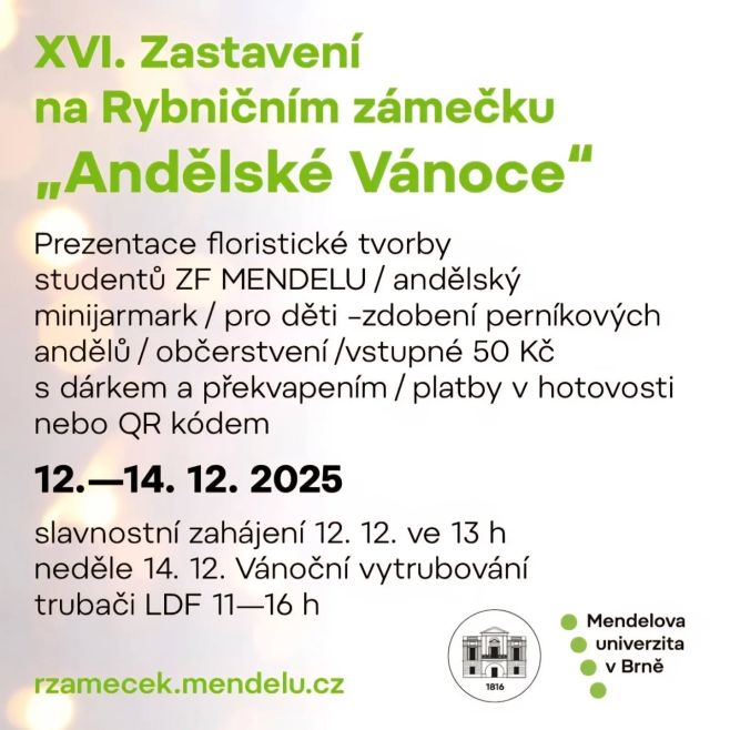 🌟 XVI. Zastavení na Rybničním zámečku: Andělské Vánoce 🌟 Nebe doma se připojuje k Mendelově univerzitě na kouzelném...